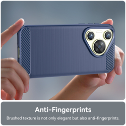 Мягкий чехол синего цвета в стиле карбон на Huawei Pura 70, мягкий отклик кнопок, серия Carbon от Caseport