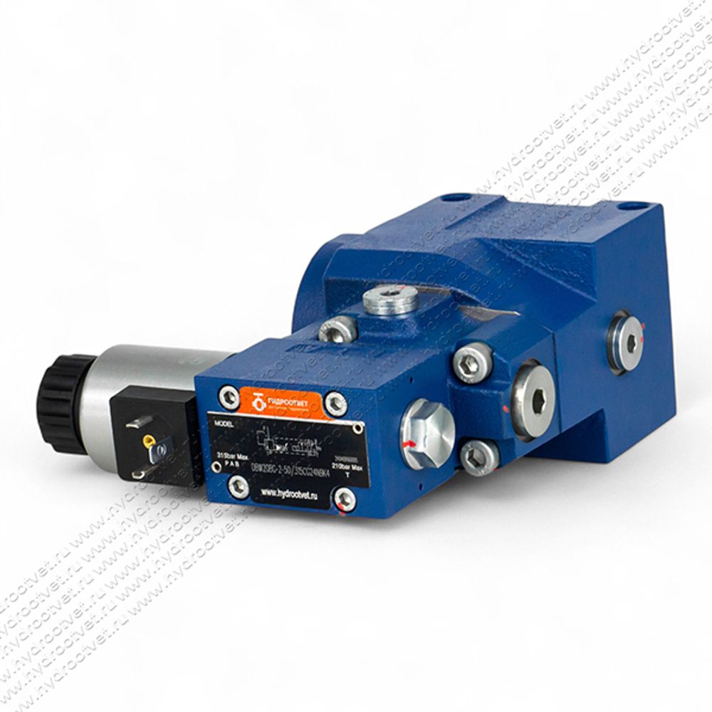DBW20BG2-5X/315CG24N9K4 - Предохранительный клапан Ду25 с давлением настройки до 315 бар, управление - X и Y - внутренние с разгрузкой B = открыт с электроуправлением G24