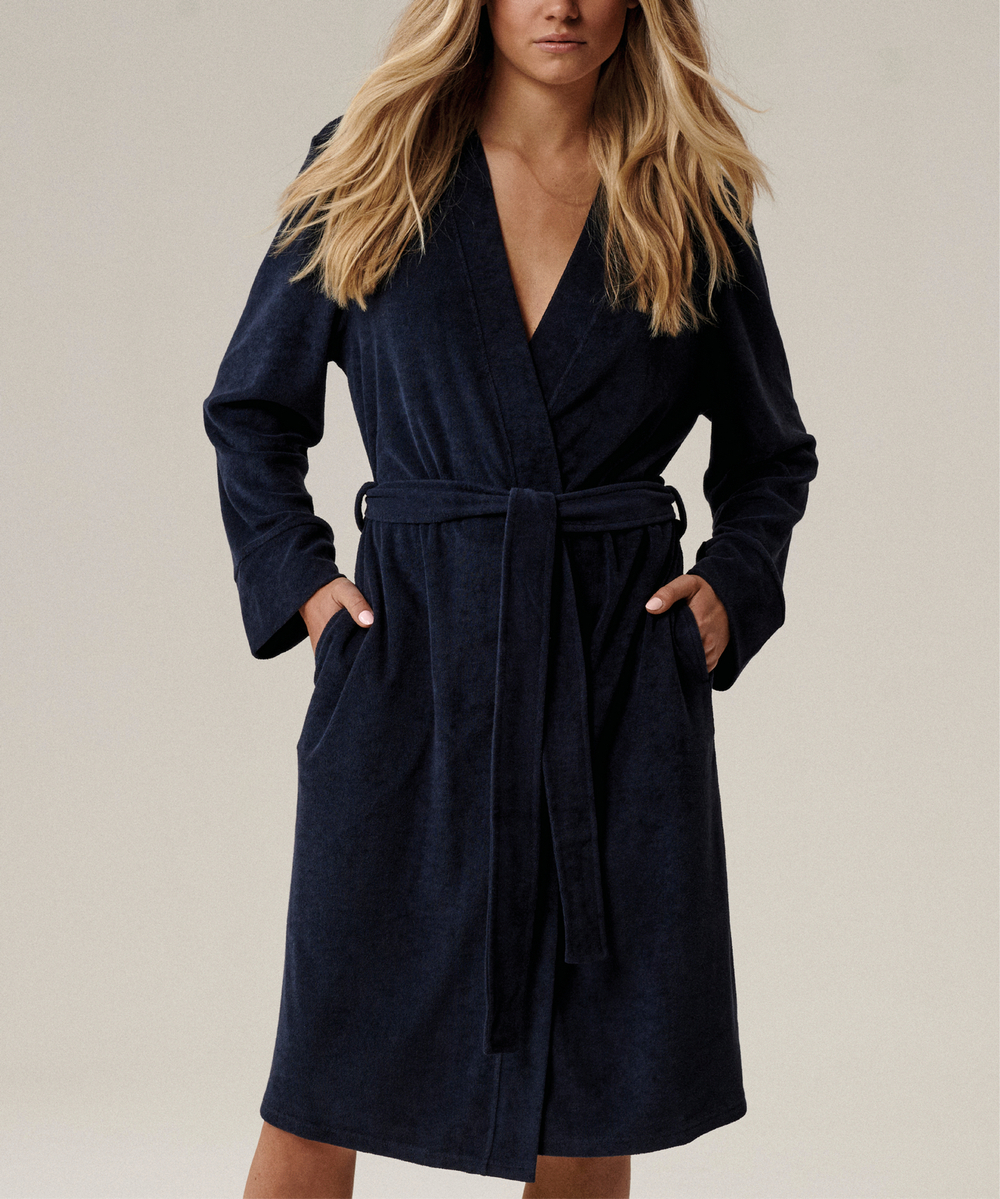 Женский халат Atlantic, 1 шт. в уп., хлопок, темно-синий, SZL-002