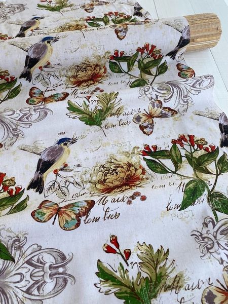 ПТИЧКА И ХРИЗАНТЕМА, 100% хлопок Handmade Fabrics 7