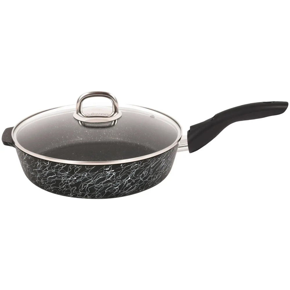 Сковорода глубокая 26см со съемной ручкой и стекл. крышкой «Грация» (черный/серебро) сгчс262а