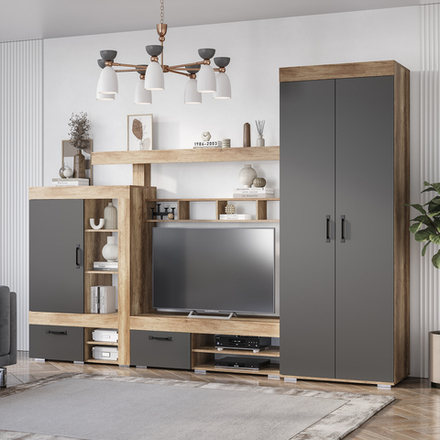 Тумба под ТВ Прима ТБ-08 дуб каньон/графит