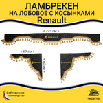 Ламбрекен с косынками стеганые Renault (экокожа, черный, золотые кисточки)