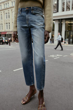 ZARA УКОРОЧЕННЫЕ ДЖИНСЫ Z 1975 СО СРЕДНЕЙ ПОСАДКОЙ, СИНИЙ