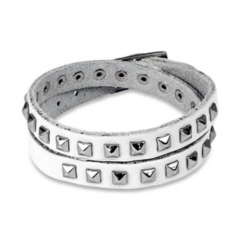 Кожаный браслет SPIKES SL0071-WH
