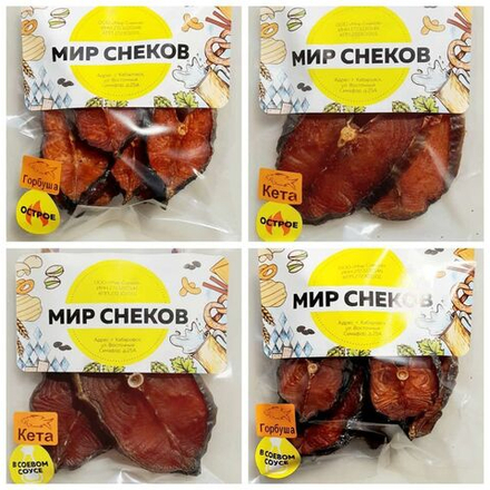 Ассорти Ломтики Кеты и Горбуши в остром и соевом соусе (4 шт.)