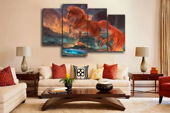 Модульная картина "Лошадь с огненной гривой"