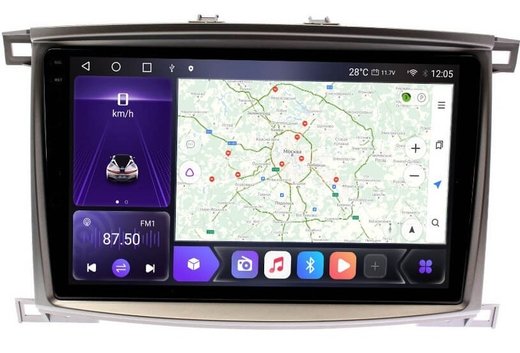 Магнитола для Toyota Land Cruiser 100, Lexus LX470 2002-2007 (экран климата снизу) - Carmedia OL-1698 QLed+2K, Android 12, ТОП процессор, CarPlay, 4G SIM-слот