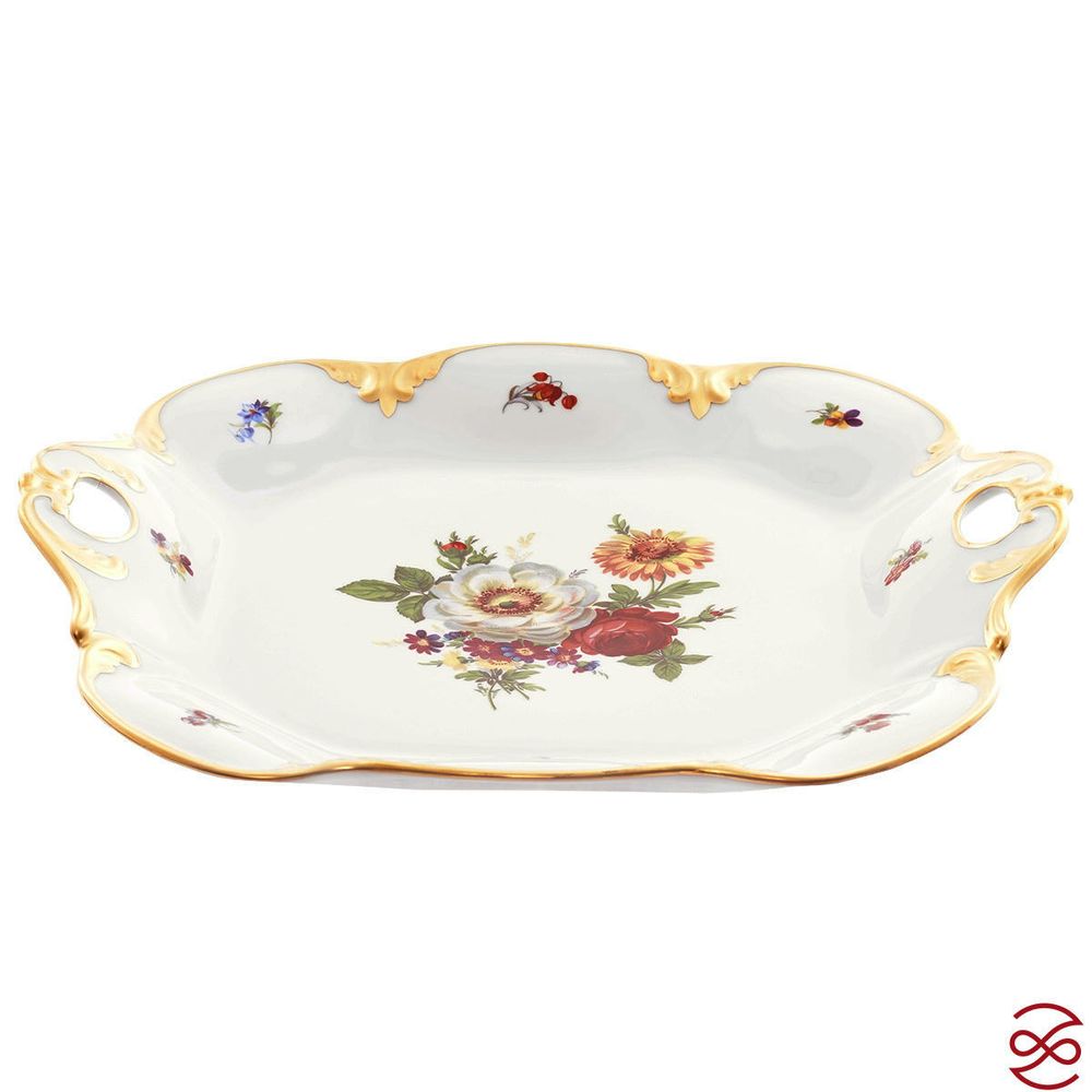 Блюдо квадратное Queen's Crown Мейсенский букет 32см