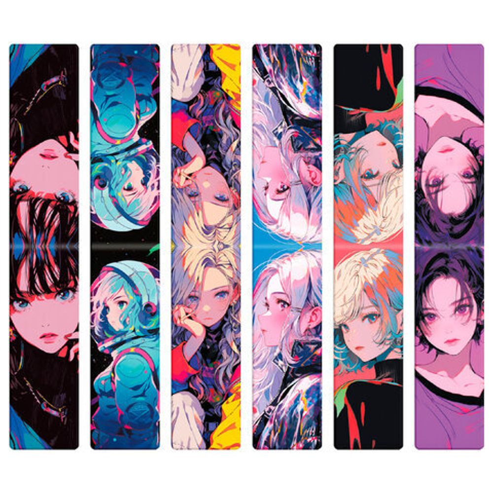 Закладки для книг МАГНИТНЫЕ, "АНИМЕ", комплект 12 штук, 60x20 мм, FUNSTER (ФАНСТЕР), 116655