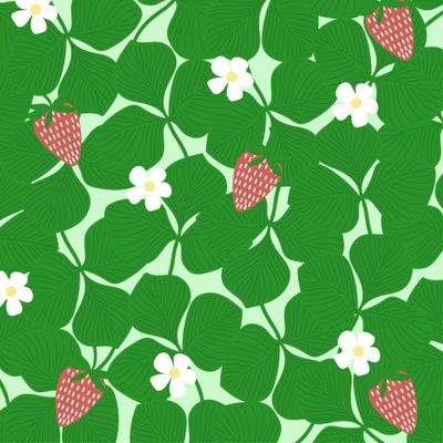 seamless pattern strawberries with flowers