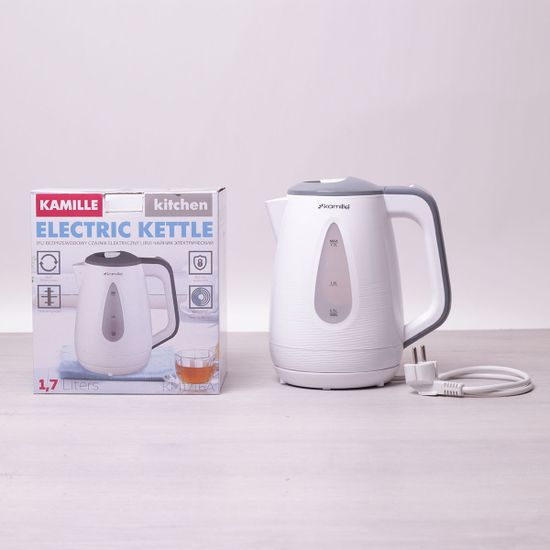 Чайник 1.7 л электрический пластик белый с серым Kamille KM 1716A