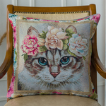 Декоративный гобеленовый чехол для интерьерной подушки Киса 47*47