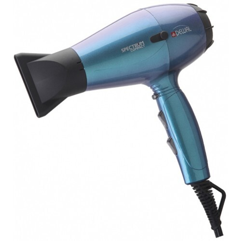 Фен DEWAL Spectrum Compact бирюзовый хамелеон, 2000 Вт, ионизация, 2 насадки