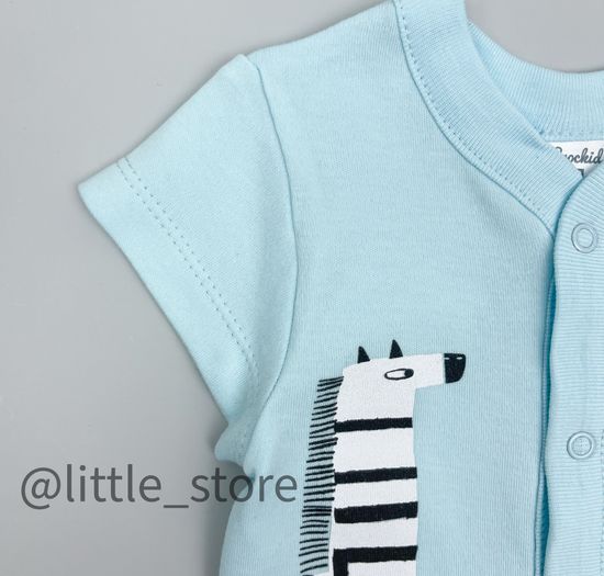 Боди хлопковое "Веселое сафари" голубая вода (короткий рукав)