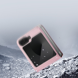 Чехол из кожи розового цвета от Dux Ducis для Samsung Flip6 и Flip7 FE (W25), серия Bril Series Case