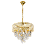 Люстра подвесная 5x40Вт Е14, металл/хрусталь, золото/прозрачный