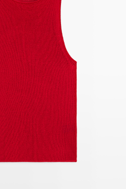 Massimo Dutti Топ из тонкого трикотажа с горловиной халтер, красный