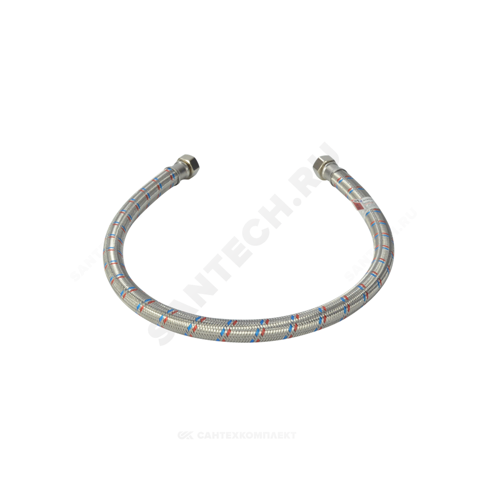 Подводка гибкая для воды нержавеющая оплетка ГИГАНТ 1/2" г-г L=0.3м AQUALINE 04930