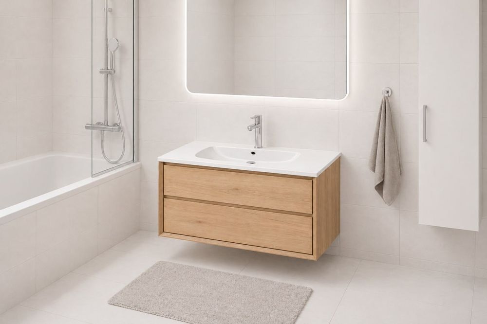 Тумба под раковину COOL с 2 выдвижными ящиками 80x45x54 CL.080.MUD дуб