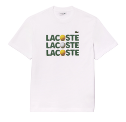 Мужская теннисная футболка Lacoste Heavy Cotton Tennis Ball Print T-Shirt - белый
