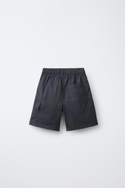 ZARA ШОРТЫ КАРГО ИЗ ПОПЛИНА, МОРСКОЙ СИНИЙ