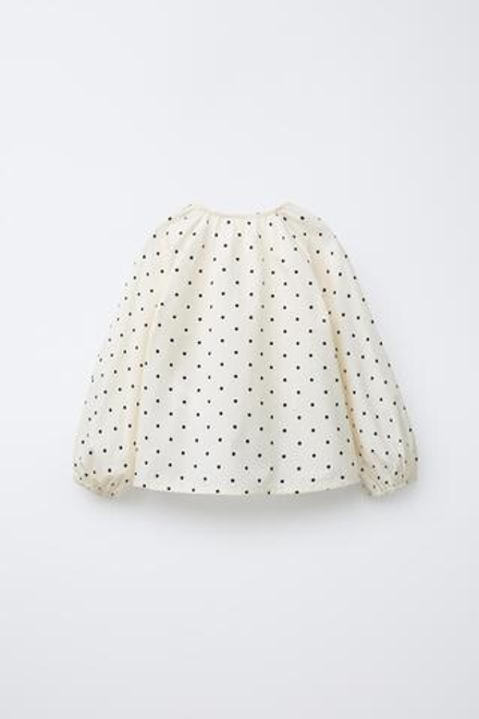 ZARA БЛУЗКА В ГОРОШЕК, ЭКРЮ