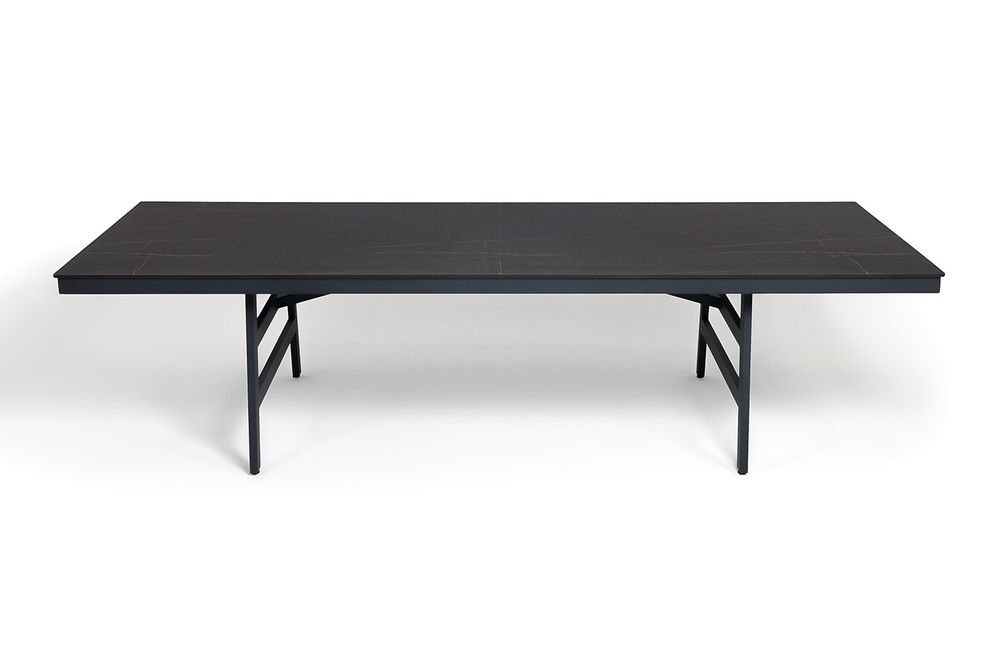 "Рио" стол из HPL 300х120см, цвет столешницы "черный мрамор", угол R3мм