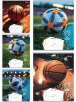 Тетрадь А5 18л. клетка "Разные мячи-2" облистер -мел.карт, 5 дизайнов (Проф-Пресс)