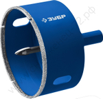 ЗУБР АГК d 83 мм (центр. сверло, трехгр. хвост, Р60), Алмазная коронка, Профессионал (29850-83)