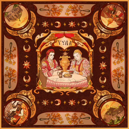 Платок «Тульские вечера» 100% шелк