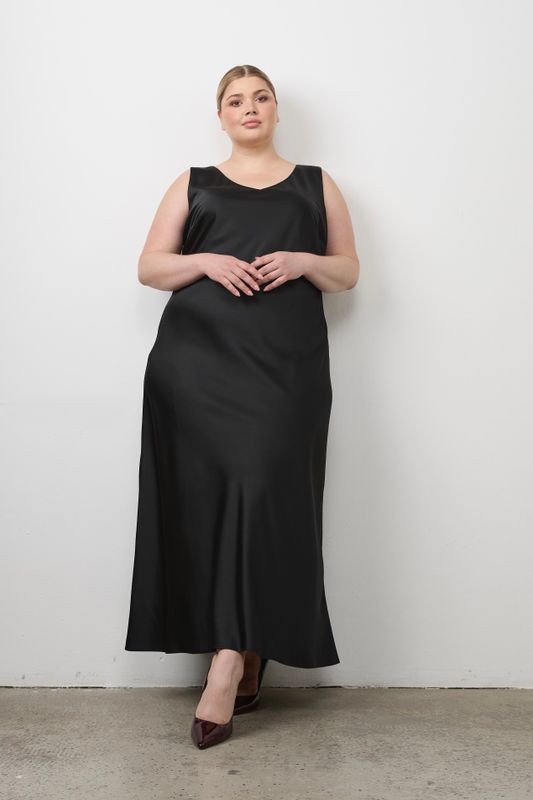 Платье-комбинация на широких бретелях, черный