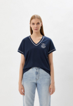 Футболка жен . AERONAUTICA 1982 синий ворот V