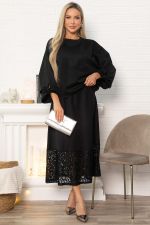 Юбка с кружевом Элегия (черная) Ю14913-10М LT Collection