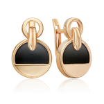 Серьги с английским замком из красного золота с ониксом