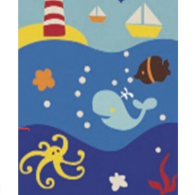Коврик интерьерный 160cм х 230cм рисунок "МОРСКИЕ ОБИТАТЕЛИ" обработанный край, антискользящее покрытие