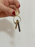 Серьги кольца с прямоугольником и передвижными трубочками в оттенке золото, серебро и графит