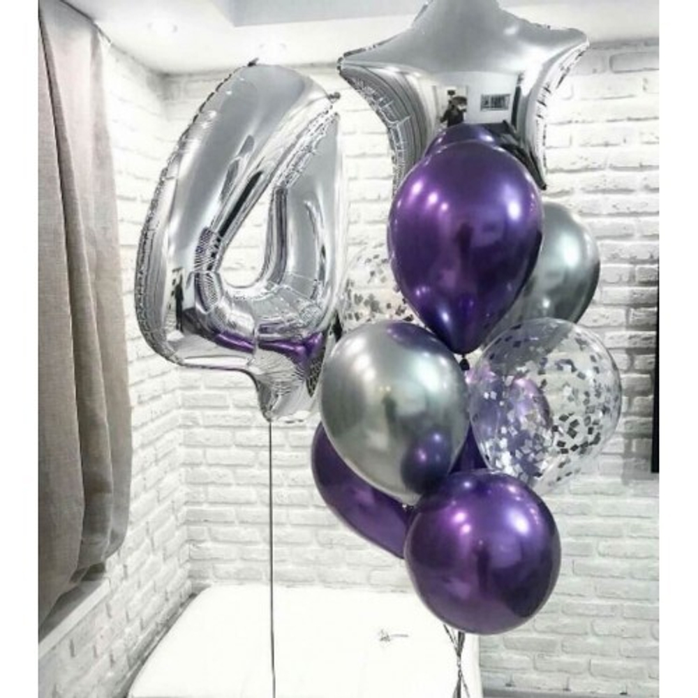 Композиция из шаров на 4 года «Фиолетовый хром»