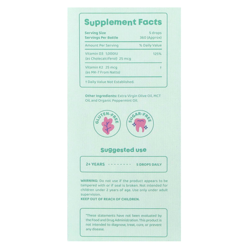 JoySpring, витамины D3 и K2 в каплях, 60 мл (2 жидк. унции)