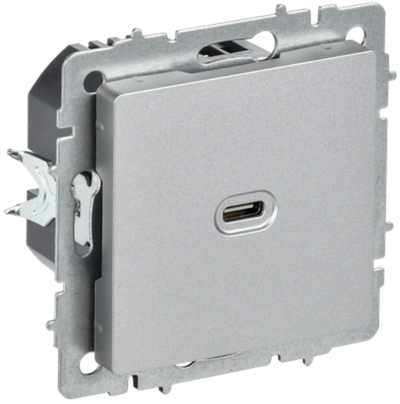 BRITE Розетка USB C 65Вт высокоскоростная зарядка РЮ12-1-БрА алюминий IEK