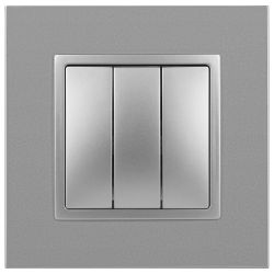 14-1107-03 ЭРА Выключатель тройной, 10АХ-250В, IP20, Эра Elegance, алюминий | Elegance Алюминий