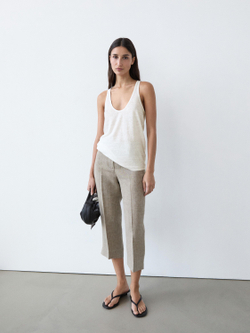 Massimo Dutti Топ на бретелях из 100% льна, белый