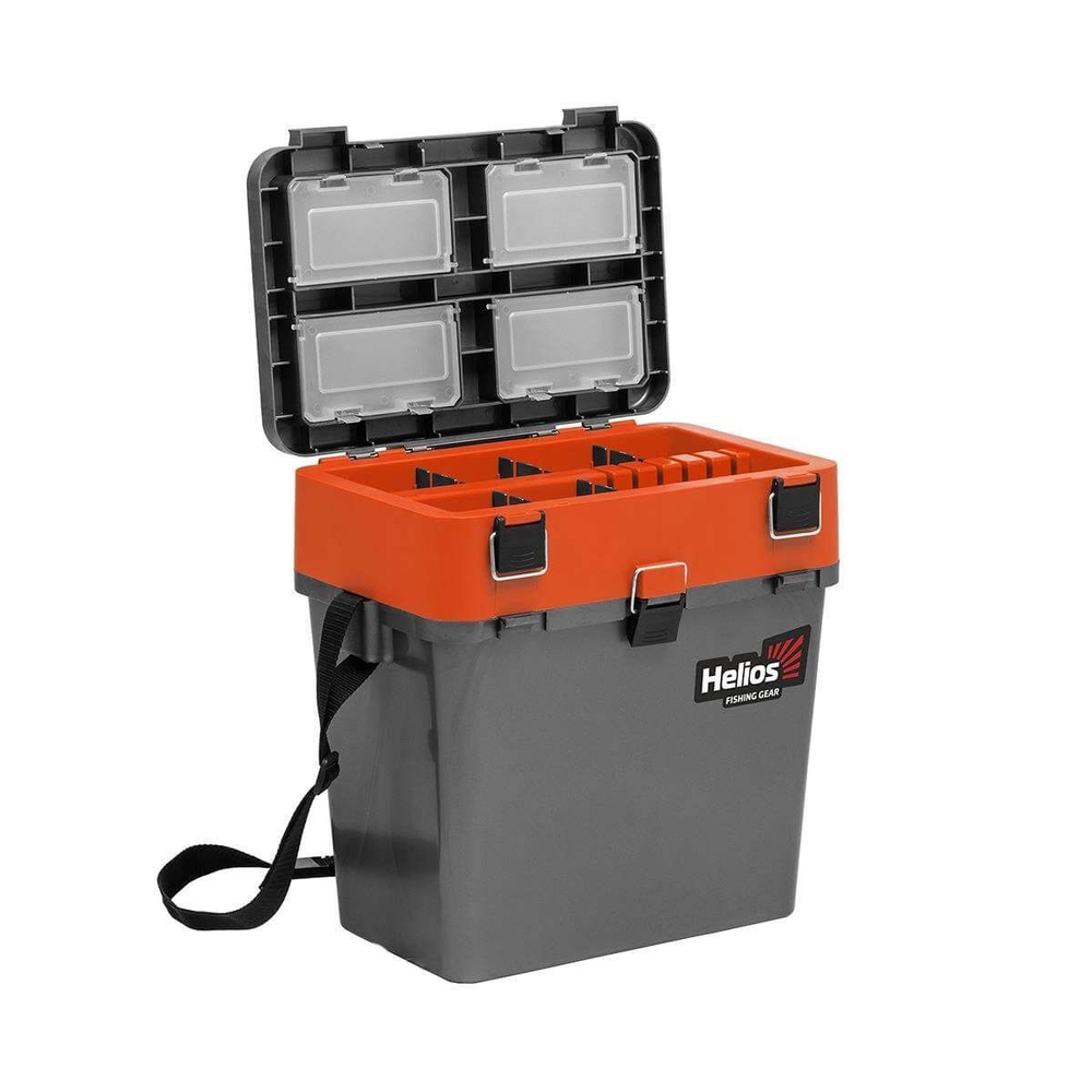 Ящик рыболовный зимний для хранения снастей серый/оранжевый