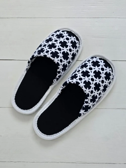 Тапочки хлопковые открытый нос орнамент