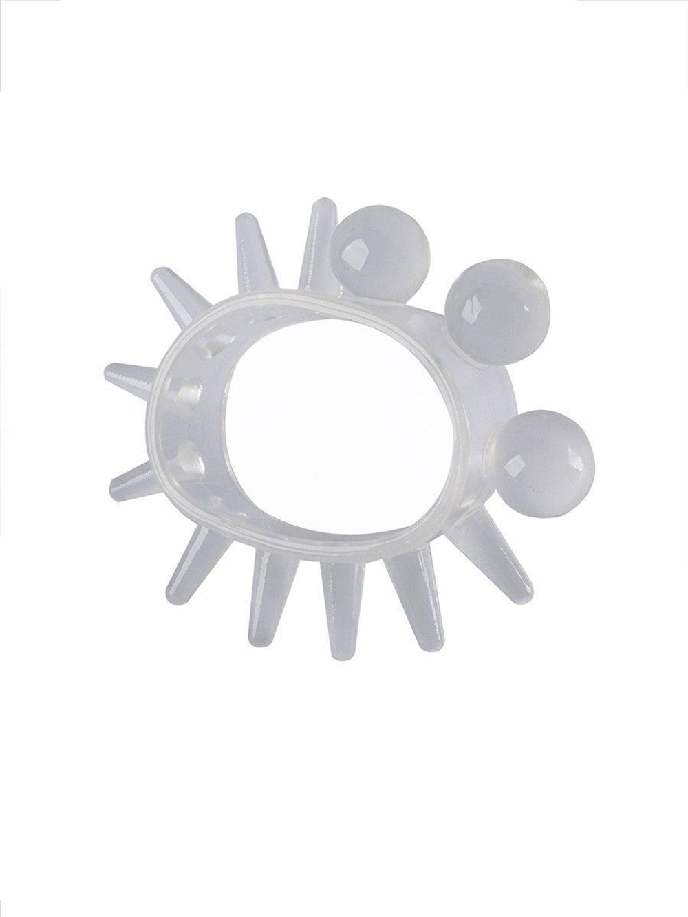 Эластичное эрекционное кольцо с шариками и лучами (Цвет: прозрачный)