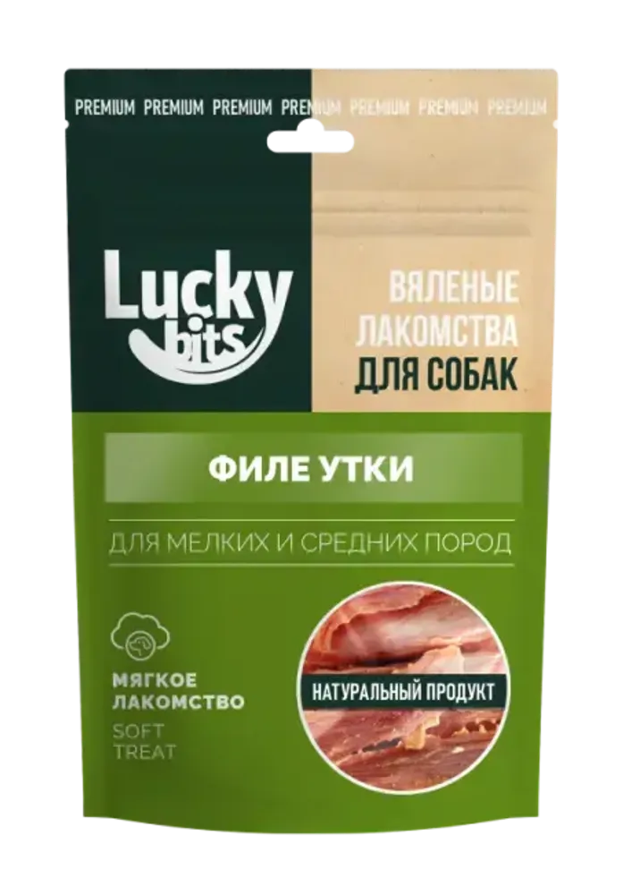 Лакомство для собак Lucky bits Вяленое филе утки 30гр