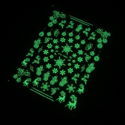 1829 Наклейки снежинки флуоресцентные