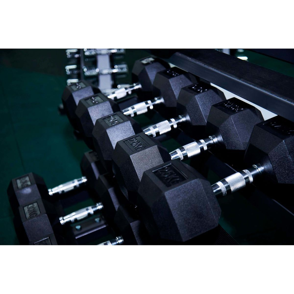 Гантель гексагональная обрезиненная PROFI-FIT 55 кг