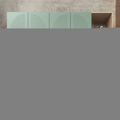 Шкаф Агератум МДФ четырехсекционный с стеллажом Лайн шалфей (0,27) А10024 матовая - Дуб Сонома 3025  220*45*220