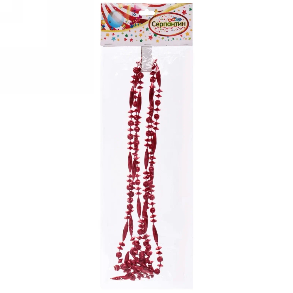 Бусы на ёлку 2м «Бриллианты», Красный